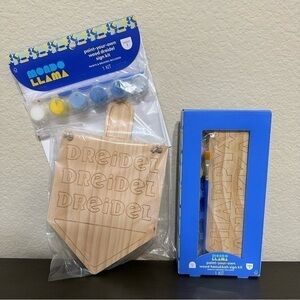 Mondo Llama Hanukkah Paint Your Own Wood Dreidel Happy Hanukkah Sign DIY Crafts